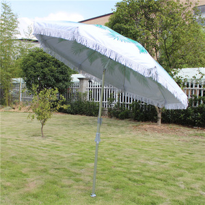 Outdoor Cotton Patio Umbrella 2M Watermelon Print Fringe <b>Sun</b> <b>Shade</b> Manual Lift Plastic Pole For Garden Decor - Product Image 2