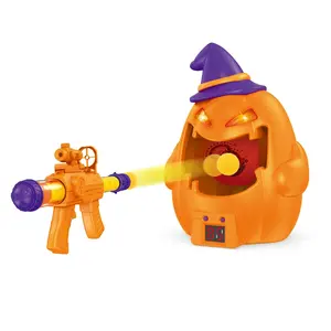 Electronic pumpkin shooting target toy gun air popper gun foam EVA soft bullets with LCD score record for kid Halloween toy gift