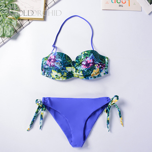 Ensemble de vêtements de plage <span class=keywords><strong>2</strong></span> pièces pour femmes comprenant un <span class=keywords><strong>maillot</strong></span> de bain push-up avec motif imprimé, décolleté épaules dénudées, respirant et écologique - Product Image 3