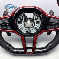 Volant en fibre de carbone LED pour BMW G20 G30 Série G, cuir perforé, surpiqûres rouges, garniture rouge, sport personnalisé