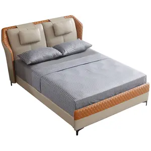 专业制造商豪华床现代设计工厂批发舒适卧室套装木架软床