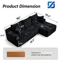 Komprimiertes Dreisitzer-Sofa mit Knopfheftung, Stoffbezug, modernes Wohnzimmermöbel-Set, L-förmiges Schlafsofa-Kombination
