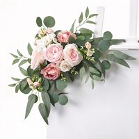 Décoration de table moderne en plastique avec arche de roses artificielles, arrangement floral fait main, panneau de bienvenue personnalisé RHD