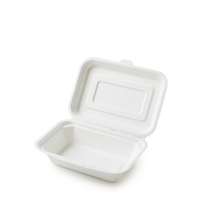 450ml サトウキビバガス製 使い捨てランチボックス フタ付き 惣菜容器 バーガーケース - Product Image 4