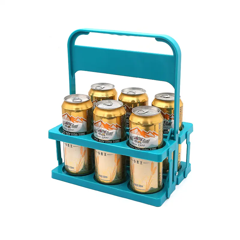 Atacado 6 Pack Beer Wine Bottle Holder Beer Carrier Box Dobrável Beverage Beer Bottle Basket