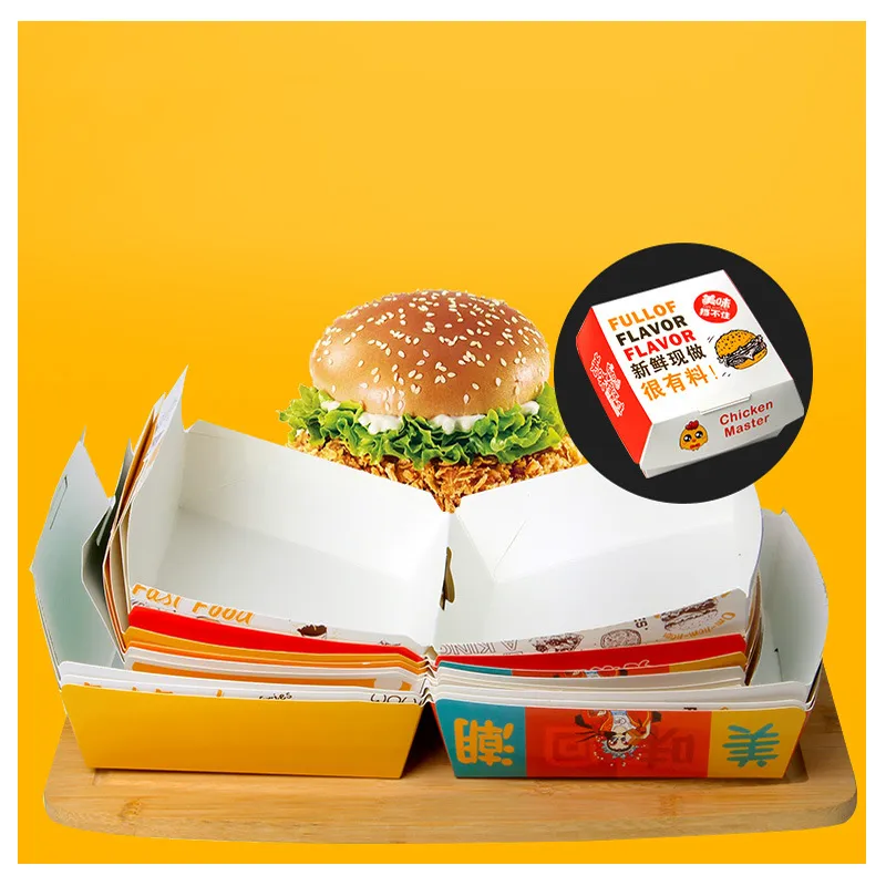 Benutzer definierte Fast-Food-Verpackung Burger Box Takeway Food Box Verpackung Einweg-Lebensmittel behälter Hamburger Box