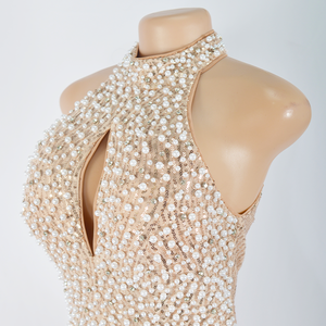 Robe de soirée longue élégante et glamour en sequins <span class=keywords><strong>champagne</strong></span> de haute qualité, fendue, drapée, style robe de bal, longueur ras du sol, pour l'hiver - Product Image 5