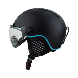 Helm Ski dengan Visor, Helm Pelindung Salju Olahraga Seluncur Es, Helm Ski dengan Visor