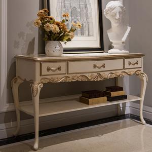Francés elegante sala de estar hogar pintado a mano blanco muebles altos madera tallada pasillo <span class=keywords><strong>consola</strong></span> Mesa - Product Image 2