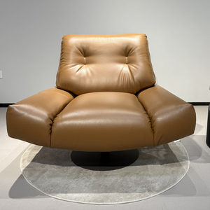 Sillón Reclinable Individual Giratorio de Cuero, Estilo Moderno, Minimalista y de Lujo, para Salas de Estar, Dormitorios, Balcones, Hoteles, Muebles para el Hogar 9089 C - Product Image 3
