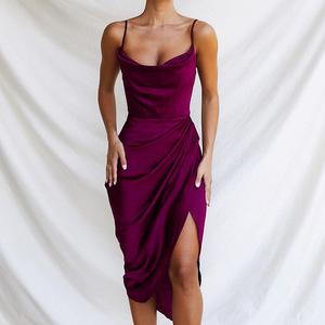 Robe d'été mi-longue en Satin, tenue moulante élégante pour femmes, décontractée, noir, blanc, Sexy, boîte de nuit, robes de fête, été, collection <span class=keywords><strong>2022</strong></span> - Product Image 3