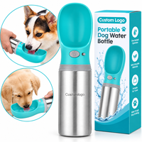 Bouteilles d'eau portables en acier inoxydable de 14 oz pour chien avec gamelle intégrée, réutilisables pour le camping et les activités de plein air – Vente en gros