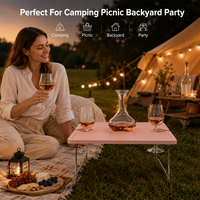 Table de camping rose personnalisée, table pliante portable pour l'extérieur, table à manger d'extérieur, table de pique-nique d'extérieur avec porte-gobelets pour l'extérieur