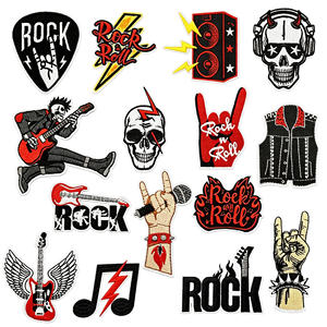 Parches Personalizados Estilo Punk, Tema Musical de Rock, Calavera Negra, Parches Bordados Termoadhesivos para Chaquetas y <span class=keywords><strong>Ropa</strong></span> - Product Image 1