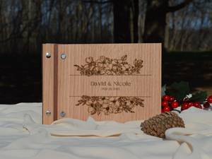 Tùy chỉnh nước phong cách đám cưới tin nhắn cuốn sách vài món quà bằng gỗ A5 tùy chỉnh khắc văn bản đám cưới gỗ cuốn sách của khách - Product Image 4