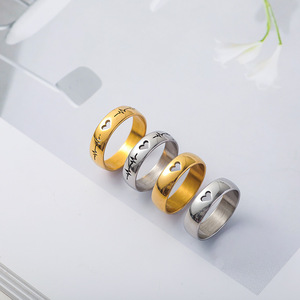 Anillo de Acero Inoxidable Chapado en Oro de 18K Resistente al Agua, Joyería para Hombre, Regalo para Mujer, Diseño de Electrocardiograma de Latidos del Corazón, Anillos para Pareja - Product Image 2
