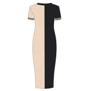 <span class=keywords><strong>Robe</strong></span> longue <span class=keywords><strong>en</strong></span> tricot pour <span class=keywords><strong>femme</strong></span> <span class=keywords><strong>grande</strong></span> <span class=keywords><strong>taille</strong></span>, color-block, assortiment de couleurs, moulante, sexy, ODM personnalisée, manches courtes, pull - Product Image 4