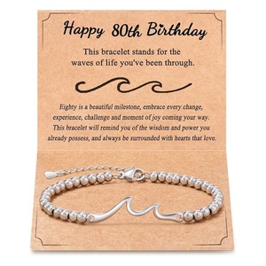 Pulsera Hecha a Mano para Mujer, con Cuentas <span class=keywords><strong>de</strong></span> Acero Inoxidable Plateadas, Colgante <span class=keywords><strong>de</strong></span> Onda, Cierre <span class=keywords><strong>de</strong></span> Langosta Ajustable, Ideal para Cumpleaños o Playa - Product Image 1