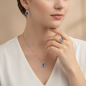 Set di Gioielli Classici in Argento 925 Placcato Rodio con Zirconi, Orecchini, Anello e Ciondolo Raffinati per Donna - Product Image 5