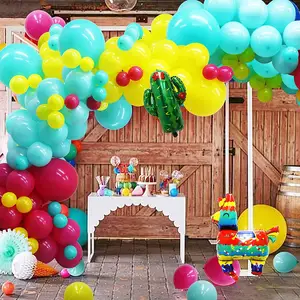 Partycool yüksek kaliteli meksika Fiesta tema parti dekor dev kaktüs Llama desen karnaval Cinco De Mayo balon Garland seti