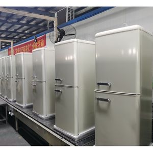 Réfrigérateur <span class=keywords><strong>vintage</strong></span> 142L avec congélateur supérieur, réfrigérateurs à double <span class=keywords><strong>porte</strong></span>, réfrigérateur rétro pour la maison, prix d'usine, réfrigérateur domestique - Product Image 3