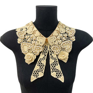 Lussuosa alta qualità Ultra leggera fibra di poliestere ricamata fiori da cucire falsi colletto accessori - Product Image 5