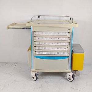 अस्पताल का उपयोग एब्स सामग्री मेडिकल लैपटॉप कार्ट डबल पक्षीय प्लास्टिक दवा वितरण ट्रॉली - Product Image 2