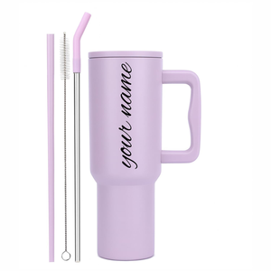 Gobelet isotherme personnalisé jaune clair 40 oz, anti-fuite, sans BPA, en acier inoxydable, avec poignée, bouteille de sport et paille rabattable - Product Image 6