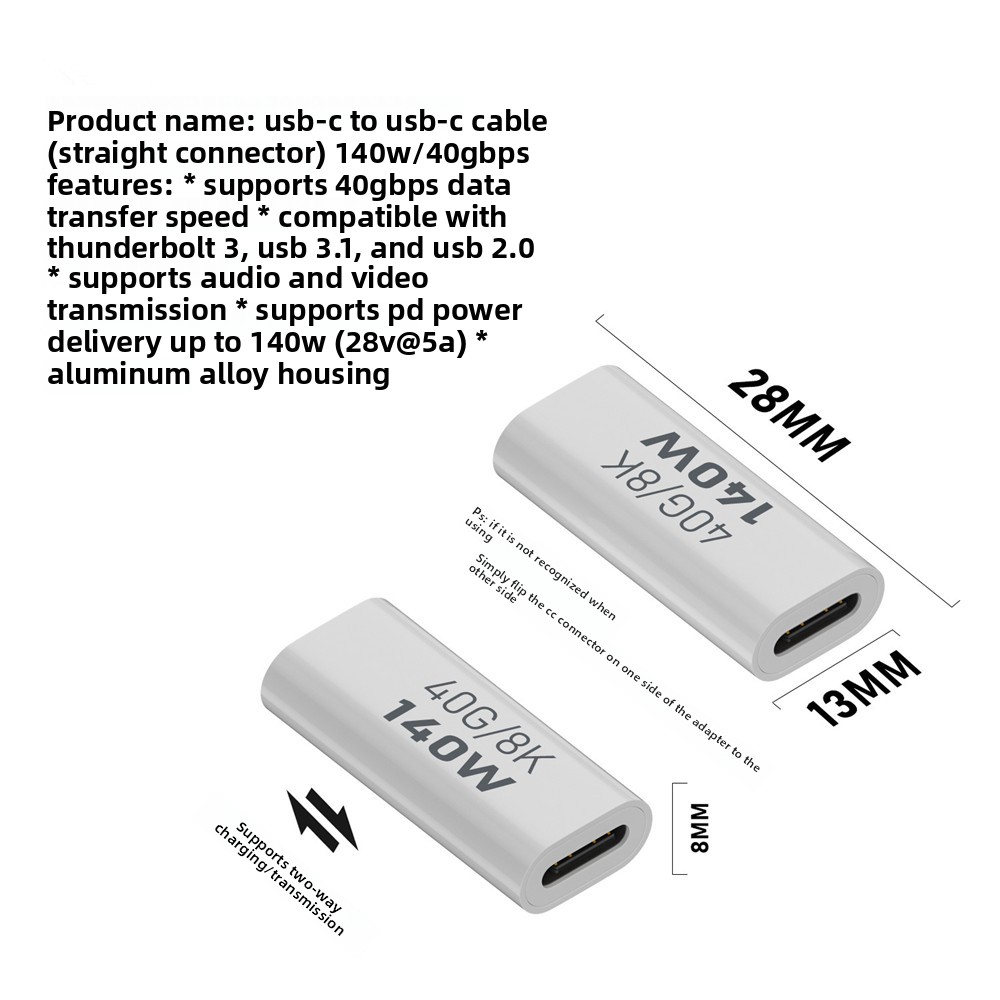 Blanco-Tipo C hembra a Tipo C hembra recto