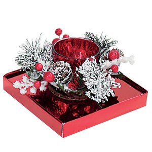 Candela in Vetro Rosso per Decorazioni da Tavola e per Feste - Product Image 1