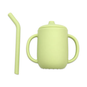 Botella de leche de silicona de alta calidad para entrenamiento de bebés, apta para lavavajillas y microondas, con dos asas, paja y tapa, 100% - Product Image 5