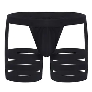 Mannen Hollow Sexy Boxer Briefs Ondergoed Naadloze Panty Mannen Korte Met Ardennen Pouch Garters