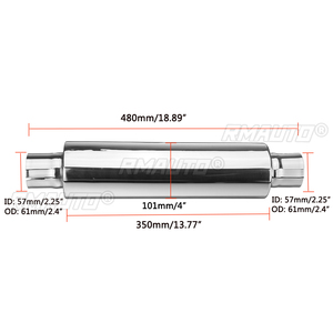 Silenciador de Escape para Automóvil de Acero Inoxidable de 2"/2.25"/2.5" (51mm/63mm/57mm), Resonador, Punta de Silenciador Cromada, Sistema de Escape Universal - Product Image 6