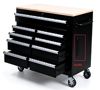 Chariot à outils roulant robuste à 9 tiroirs avec cadre en acier thermolaqué, option OEM, capacité de charge de 300 kg, serrure à clé, garantie 3 ans
