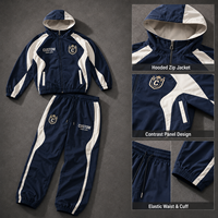 Survêtement de football Royal pour homme, ensemble 2 pièces décontracté à séchage rapide, veste coupe-vent à capuche et pantalon de jogging pour club de football