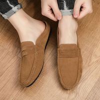 Mocassins Homme à Bout Rond, Demi-Chaussures Respirantes Sans Talon, à Enfiler, Semelle Extérieure en Caoutchouc, Mocassins d'Été pour Homme