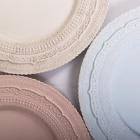 Ensemble de vaisselle ronde vintage cassable en vrac de 12 pouces beige floral dessert en céramique dîner côté thé assiette tasse logo personnalisé