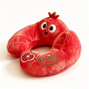 Cojín de cuello personalizado con diseño de granada de dibujos animados, adorable cojín de cuello de felpa bordado con rodaja de granada - Product Image 3