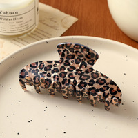 CHUJIAN Nouvelles pinces à cheveux en acétate style coréen imprimé léopard, pinces requin minimalistes motif guépard pour femmes et filles