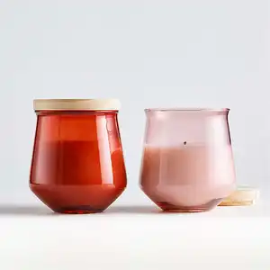 专业制造商蛋形杯定制玻璃蜡烛罐，带金属盖/木盖