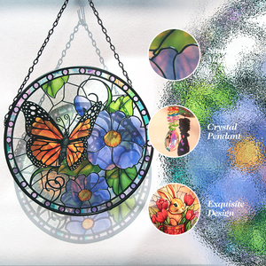 Atrapasueños de Vitral con Mariposas y Flores para Ventanas, Decoración Artística para Amantes de la Naturaleza y el Jardín, Regalo para Mujer - Product Image 4