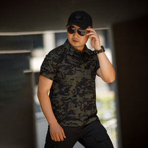 Bavero ad asciugatura rapida <span class=keywords><strong>t</strong></span>-shirt sportiva da uomo ampia estate cappotto da esterno allenamento tattico a maniche corte reale <span class=keywords><strong>CS</strong></span> Casual all'ingrosso - Product Image 5