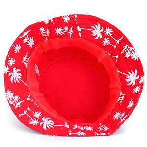 Women's Coconut Tree Print Fisherman Hat Navy White Summer Sun Protection Bucket Hat For Outdoor Travel - Product Image 3