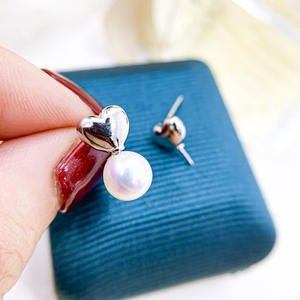 Accesorios de Plata S925 para DIY con Perlas, Soporte Vacío para Pendientes Estilo Amor con Cuentas de 7-10mm, Colección 2022 - Product Image 3