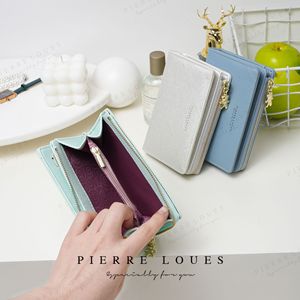 Pierre Loues Bi-Fold Short <b>Wallet</b> For <b>Women</b> Gray 5 Inch Multiple <b>Card</b> Slots Zipper Compact Design - Product Image 3