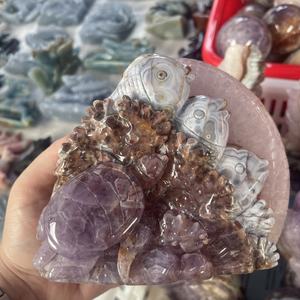 Grosir alami ukiran batu akik hewan rubah penyembuhan kristal kuarsa hewan kerajinan untuk dekorasi - Product Image 2