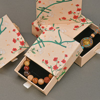 Boîte d'emballage de bijoux de haute qualité, personnalisable, de style tiroir, avec gaufrage UV, style chinois, pour l'affichage de perles bouddhistes, en papier/carton