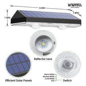 Lampe murale solaire de jardin, projecteur LED extérieur étanche, allumage automatique au crépuscule, blanc chaud, IP44, pour la décoration de la cour, du balcon, de la façade - Product Image 2