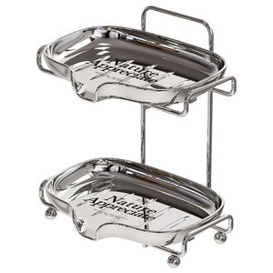 Wall Mounted Double Layer Stainless Steel Soap Dish Drainable Bathroom Shelf Rectangular Electroplated Silver - Product Image 4
