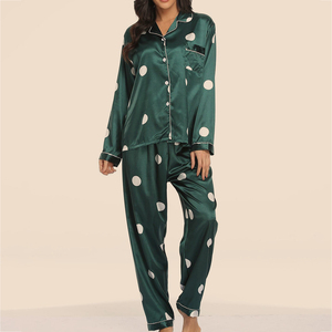 Conjunto de Pijama de Manga Larga para Mujer, Transpirable, Ligero, de Satén Tejido, Suave y Liso, con Pantalones Largos para Todas las Temporadas - Product Image 4